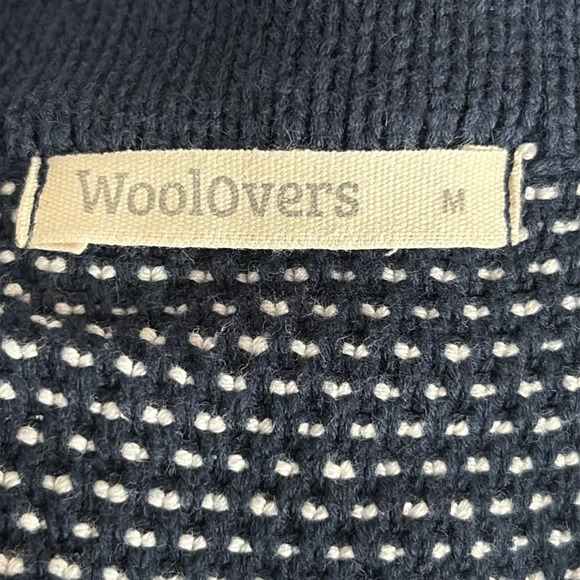 WoolOvers Organic Cotton Open Front Cardigan in Navy & Cream - Size Medium - Picture 4 of 7
